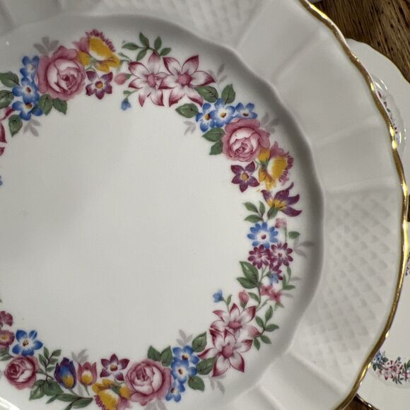 9 Limoges France Bernardaud 7 3/8" salad plates BER57 Floral Garland MINT - Picture 1 of 10